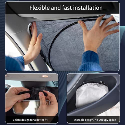 BOODANCARS for Toyota Corolla 2023 Windshield Sun Shade, Front Sunshade for 2022 Corolla Prius Yaris Sienna Toyota C-HR 2018-2024 Vehicle Sun Protector Front Window Auto Windshield Cover Car Accessorie - Image 5