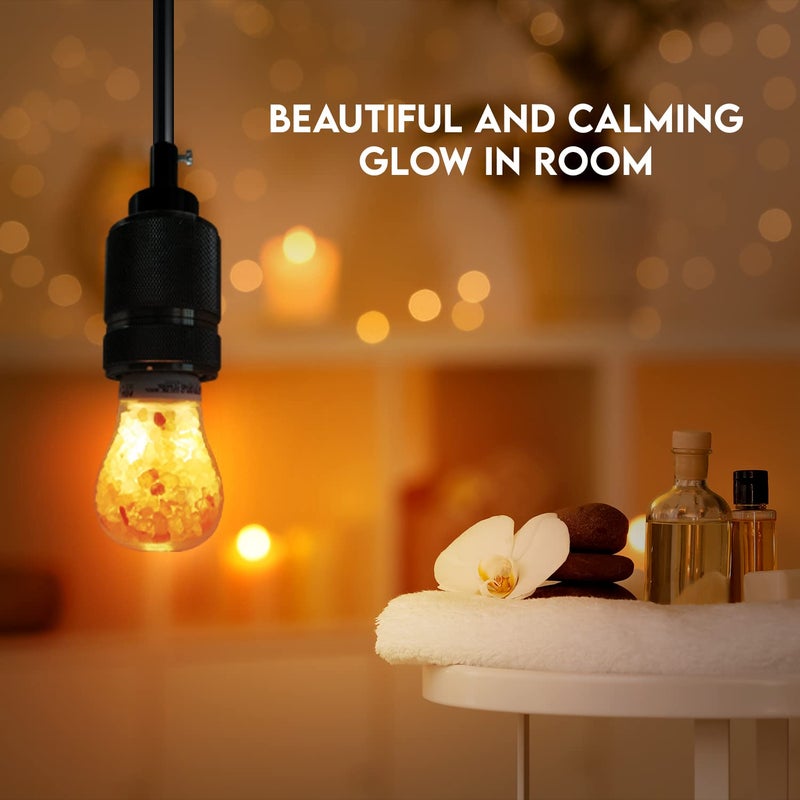Himalayan Glow LED Light Bulb, Patent Design 60-Watt Equivalent, Warm Amber Glow, Salt Bulb Light, 4 Count - Image 4