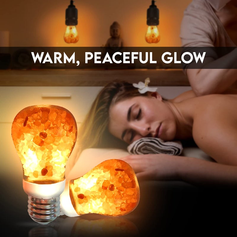 Himalayan Glow LED Light Bulb, Patent Design 60-Watt Equivalent, Warm Amber Glow, Salt Bulb Light, 4 Count - Image 3