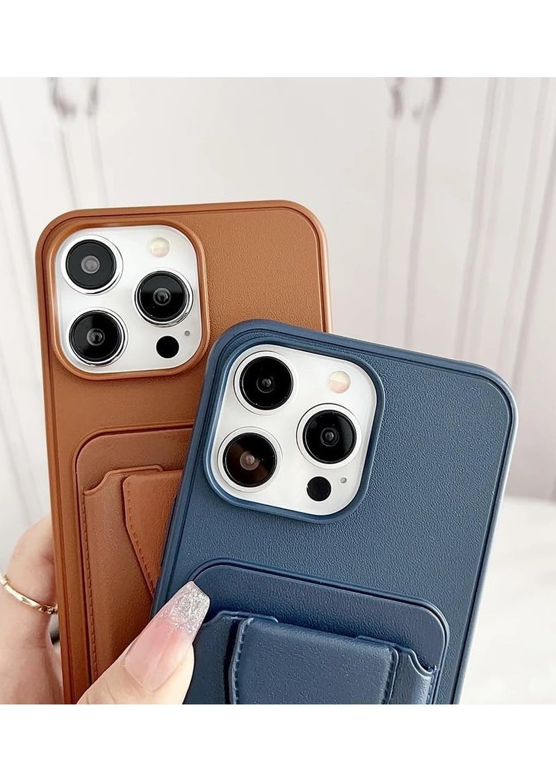 DUSALA iPhone 15 Pro Max Finger Case Cover Finger Grip Card Holder PU Leather Case Shockproof Back Card Storage & built-in Kickstand Cover for iPhone 15 Pro Max 6.7 - Image 5