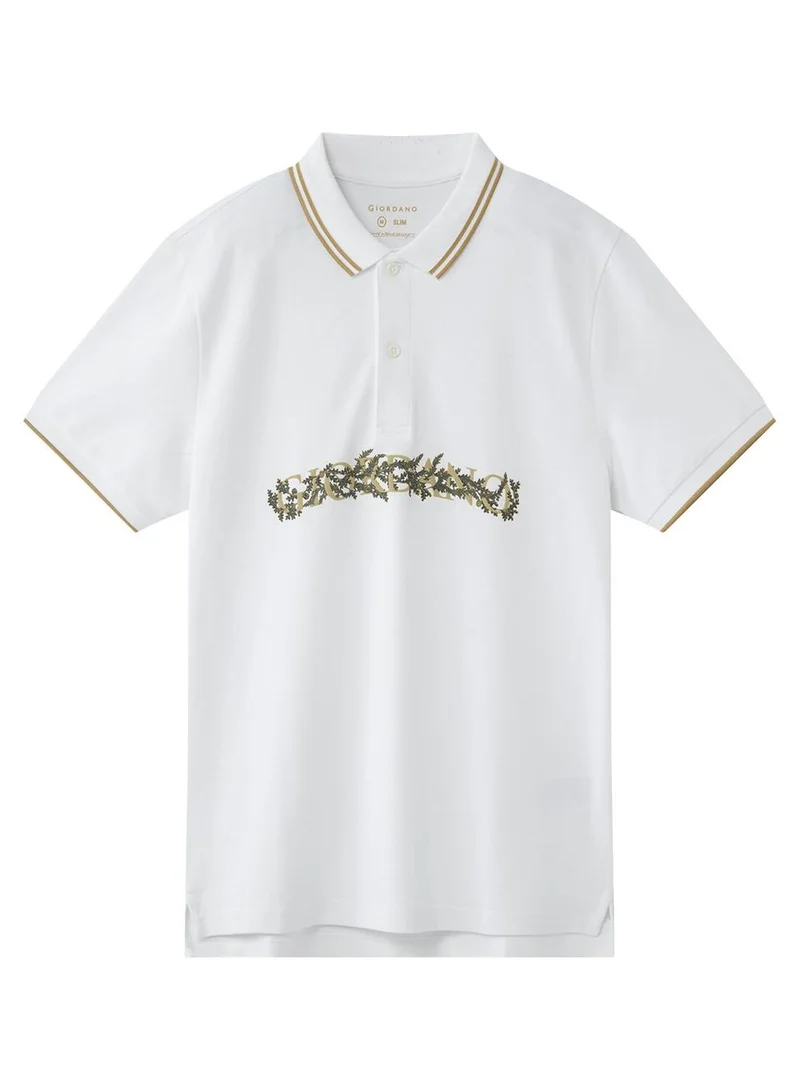 GIORDANO Men's Slim Fit Short Sleeve Polo with Embroidery