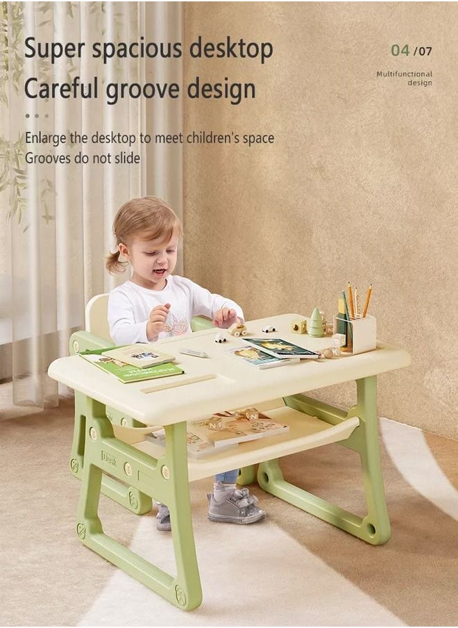 JSAITOYS - 3 in 1 Plastic Children Studying Activity Table Desk Sets with Storage Drawer for Toddlers Reading - Image 1
