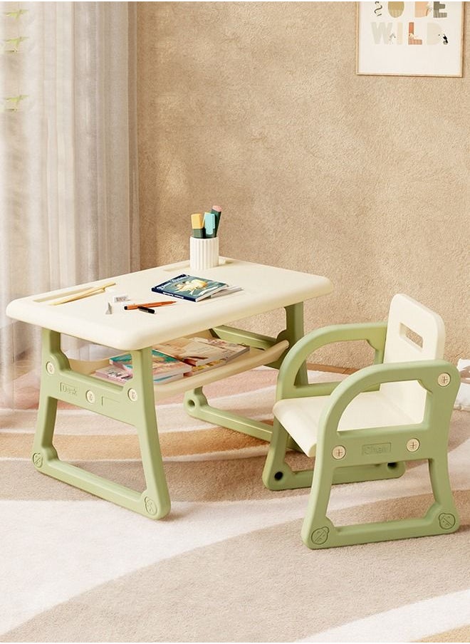 JSAITOYS - 3 in 1 Plastic Children Studying Activity Table Desk Sets with Storage Drawer for Toddlers Reading - Image 1