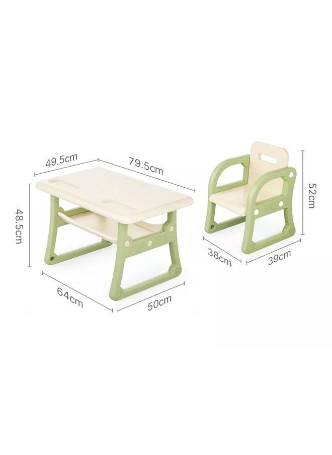 JSAITOYS - 3 in 1 Plastic Children Studying Activity Table Desk Sets with Storage Drawer for Toddlers Reading - Image 1