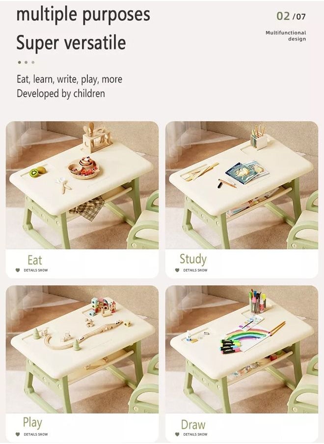 JSAITOYS - 3 in 1 Plastic Children Studying Activity Table Desk Sets with Storage Drawer for Toddlers Reading - Image 1