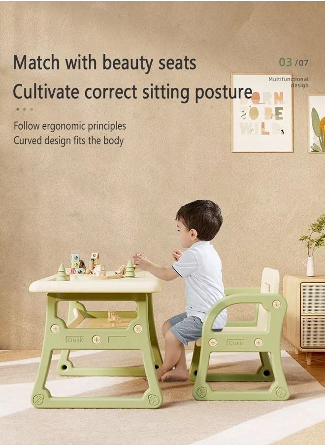 JSAITOYS - 3 in 1 Plastic Children Studying Activity Table Desk Sets with Storage Drawer for Toddlers Reading - Image 1