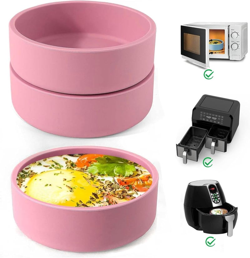 ZHYEEDAA 3Pcs Air Fryer Egg Mold,Silicone Egg Molds, Individual Egg Bite Maker Reusable Egg Molds, Microwave Egg Cooker, BPA Free, Dishwasher Safe (Round-Pink) - Image 1
