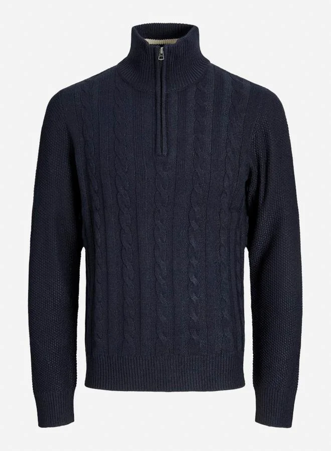 برودكت سويتر محبوك بياقة عالية ونصف سحَّاب غلق