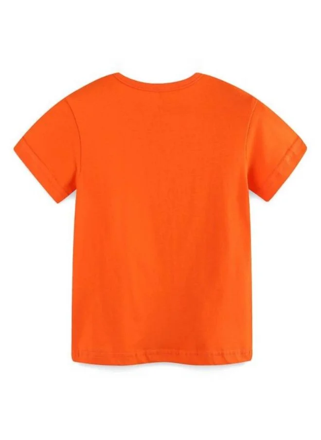 YUNIQEE Orange Printed Short Sleeve Crew Neck T-Shirt