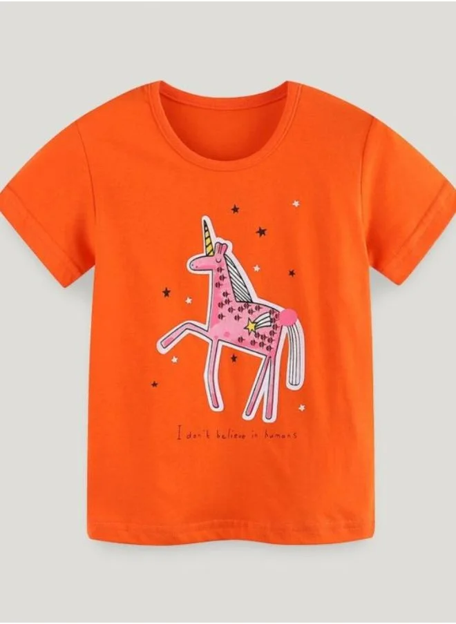 YUNIQEE Orange Printed Short Sleeve Crew Neck T-Shirt