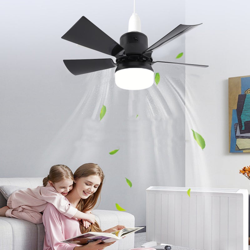 Ceiling Fan Light Dimmable 3 Color Temp 3 Wind Speed 1H 2H 4H Timer E26 Small Fan Lamp with Remote for Bedroom Kitchen 85‑265V White - Image 1