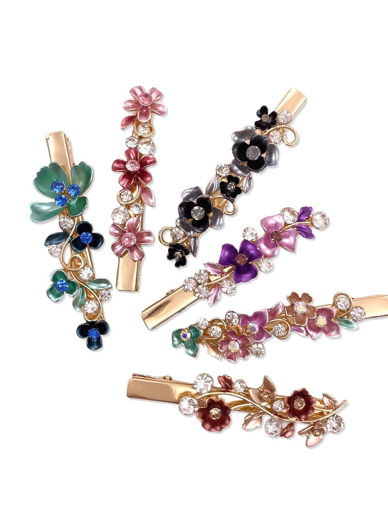 Lizzie Kay 6PCS Colorful Vintage Flower Design Metal Alligator Hair Clips Accessories Women Girls  - Image 1
