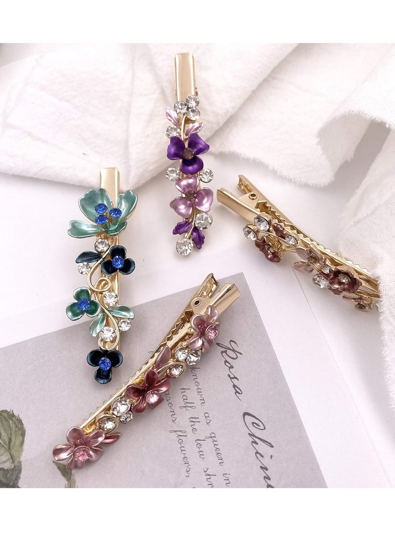 Lizzie Kay 6PCS Colorful Vintage Flower Design Metal Alligator Hair Clips Accessories Women Girls  - Image 3