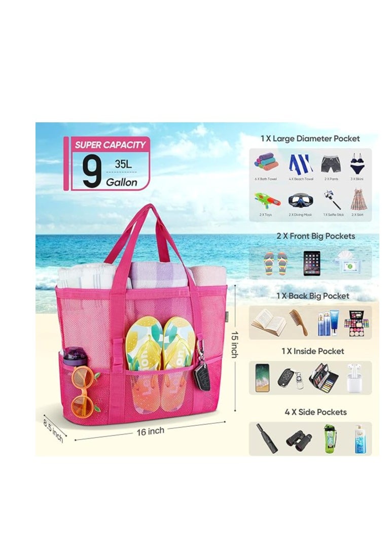 Swift Large Mesh Beach Bag Beach Tote Bag Summer Holiday Bag Mesh Swimming Bag Pool Bag Weekend Bag Shopping Tote Bag  - Image 2