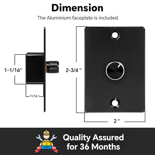 Acegoo RV Light Dimmer Switch DC 12V Aluminum High-Side PWM Dimmer, Perfect for Camper Van Boat Trailer Truck Cars Strip Light, Rotary Dimming (6A-Black) - Image 3