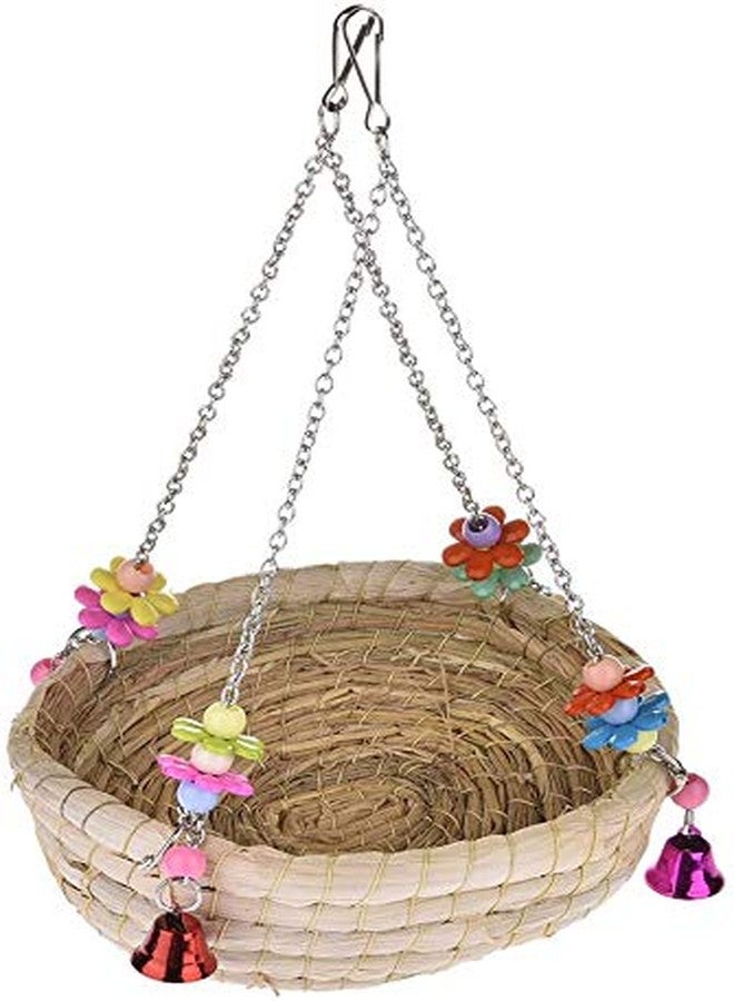 Litewoo Bird Nest Swing Bed Toy with Bell Woven Straw for Parrot Parakeet Cockatiel African Grey Cockatoo Conure Budgie Canary Lovebird Finch Cage Accessories - Image 5