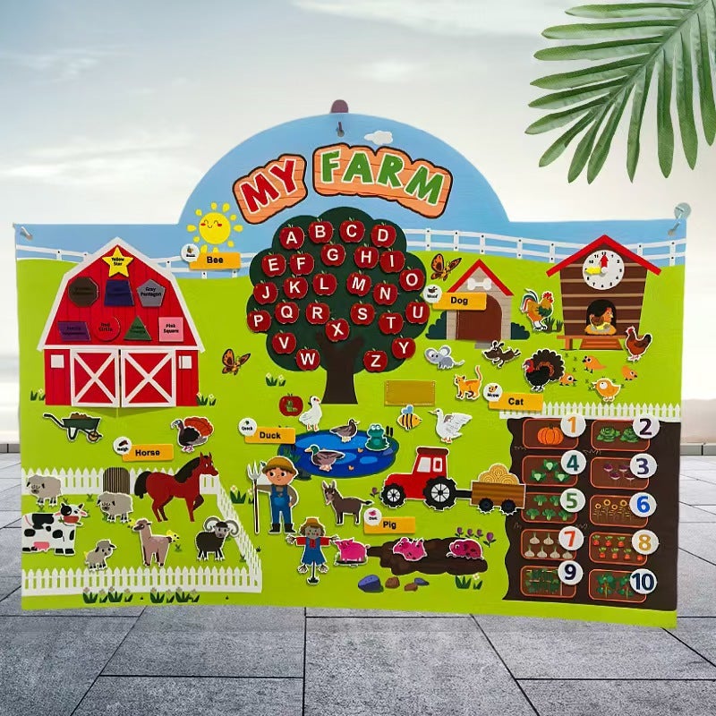 Star Felt Learning Board Baby 2 Training Early Education Board Wall Stickers Educational Toys Farm Story Diy Suit - Image 1