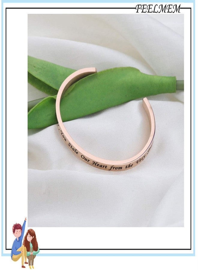 FEELMEM Granddaughter Bracelet Granddaughter You Stole Our Heart from the Very Start Cuff Bangle - Image 4