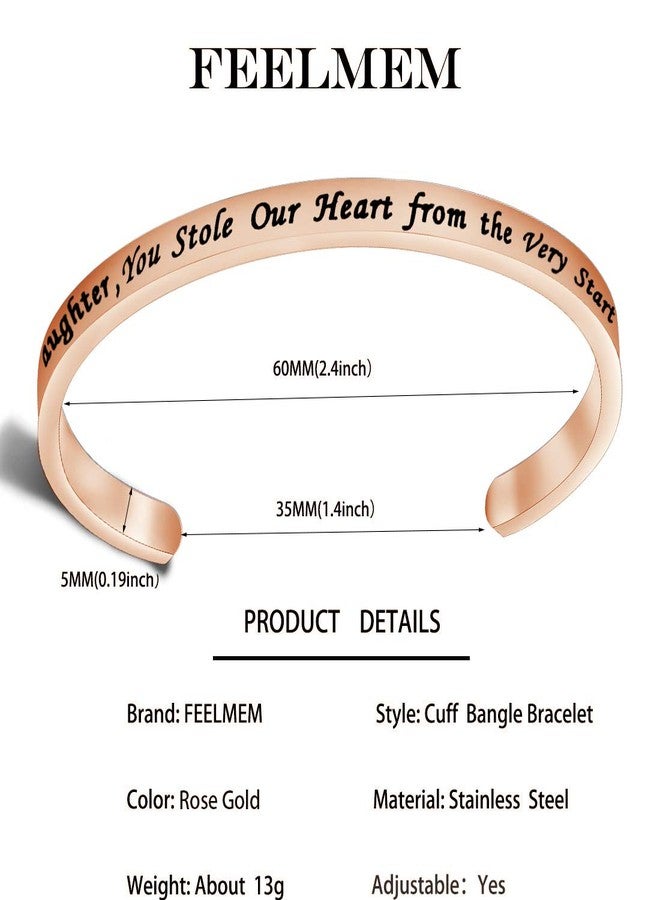 FEELMEM Granddaughter Bracelet Granddaughter You Stole Our Heart from the Very Start Cuff Bangle - Image 2