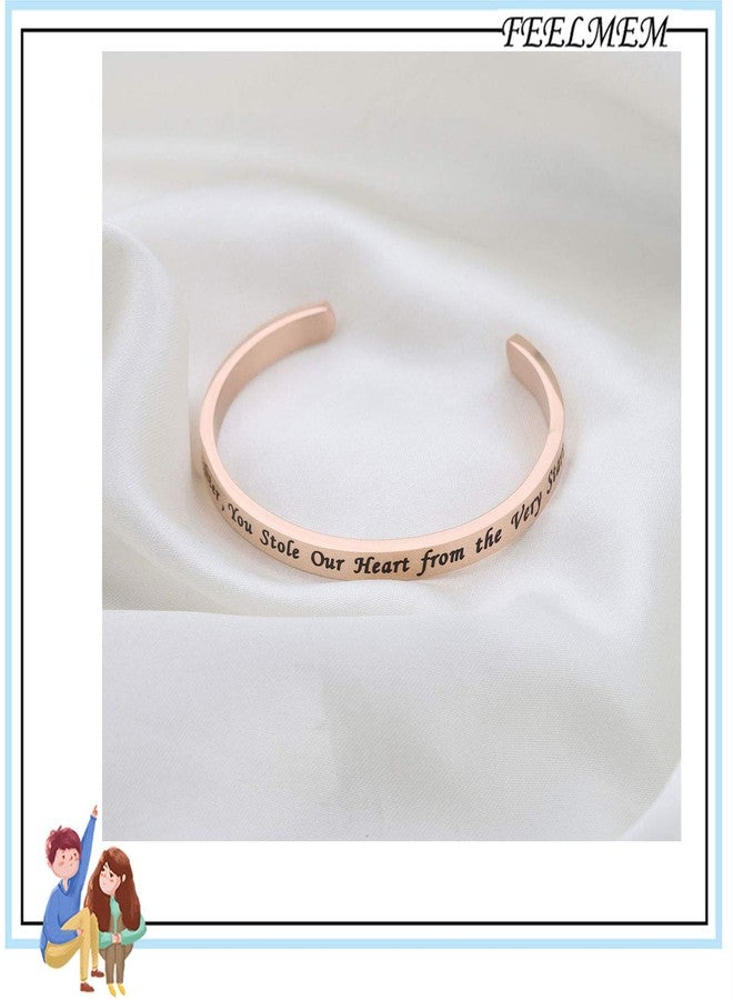 FEELMEM Granddaughter Bracelet Granddaughter You Stole Our Heart from the Very Start Cuff Bangle - Image 3