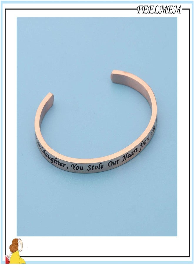 FEELMEM Granddaughter Bracelet Granddaughter You Stole Our Heart from the Very Start Cuff Bangle - Image 5