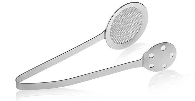 HETARMI ENTERPRISE Hetarmi MultiFunctional 2 in 1 Fry Tool Filter Spoon Snack Strainer with ClipOil Frying BBQ Filter Stainless Steel Mesh Colander Serving Tong Pakkad Strainer Kitchen Tool - Image 1