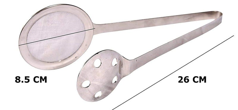 HETARMI ENTERPRISE Hetarmi MultiFunctional 2 in 1 Fry Tool Filter Spoon Snack Strainer with ClipOil Frying BBQ Filter Stainless Steel Mesh Colander Serving Tong Pakkad Strainer Kitchen Tool - Image 3