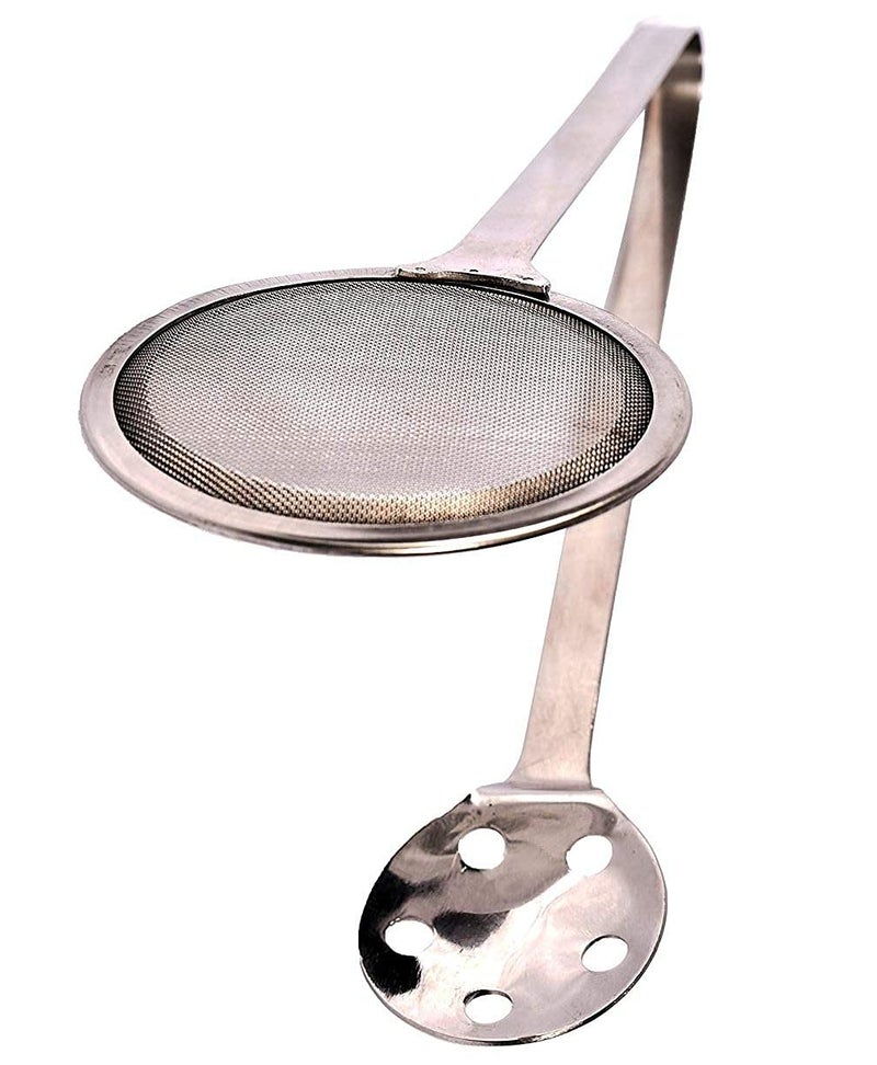 HETARMI ENTERPRISE Hetarmi MultiFunctional 2 in 1 Fry Tool Filter Spoon Snack Strainer with ClipOil Frying BBQ Filter Stainless Steel Mesh Colander Serving Tong Pakkad Strainer Kitchen Tool - Image 5
