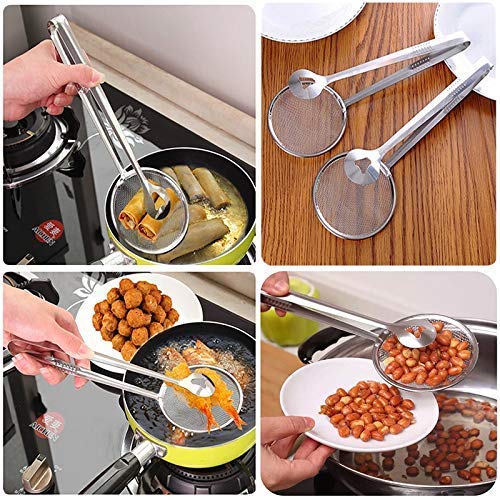 HETARMI ENTERPRISE Hetarmi MultiFunctional 2 in 1 Fry Tool Filter Spoon Snack Strainer with ClipOil Frying BBQ Filter Stainless Steel Mesh Colander Serving Tong Pakkad Strainer Kitchen Tool - Image 4