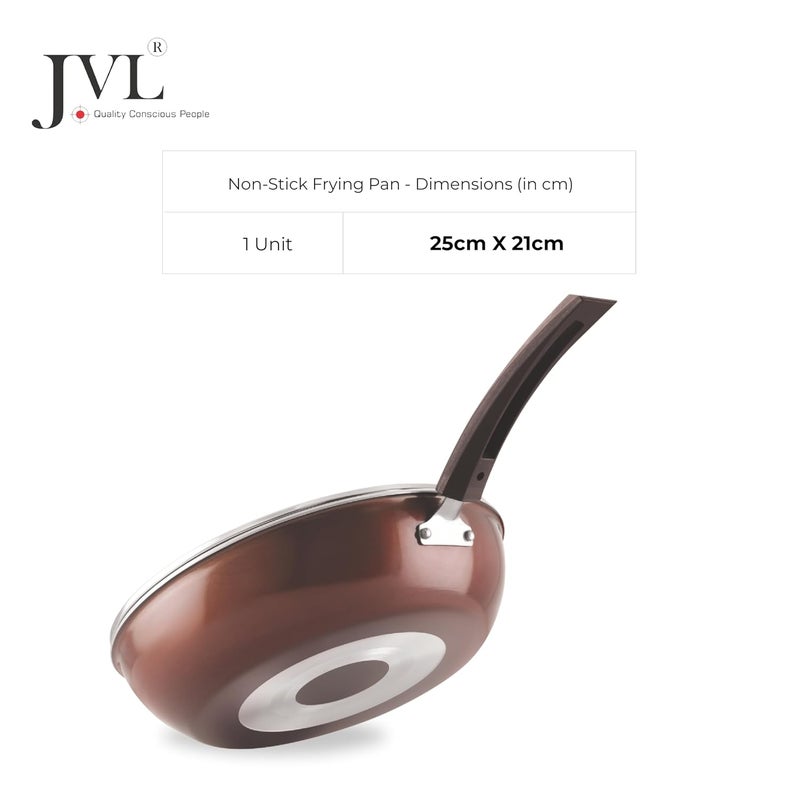 JVL NonStick Frying Pan with Glass Lid Brown 10 Inches - Image 5