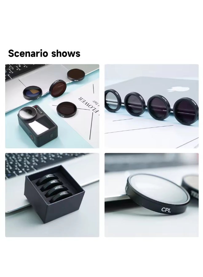 TELESIN CPL ND8 ND16 ND32  Lens Set Aluminium Alloy Frame for DJI OSMO Action 3 4 5pro CPL ND Quick Release Filter Set - Image 2