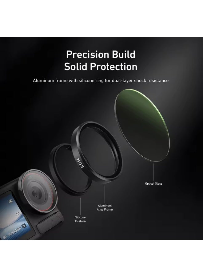 TELESIN CPL ND8 ND16 ND32  Lens Set Aluminium Alloy Frame for DJI OSMO Action 3 4 5pro CPL ND Quick Release Filter Set - Image 3