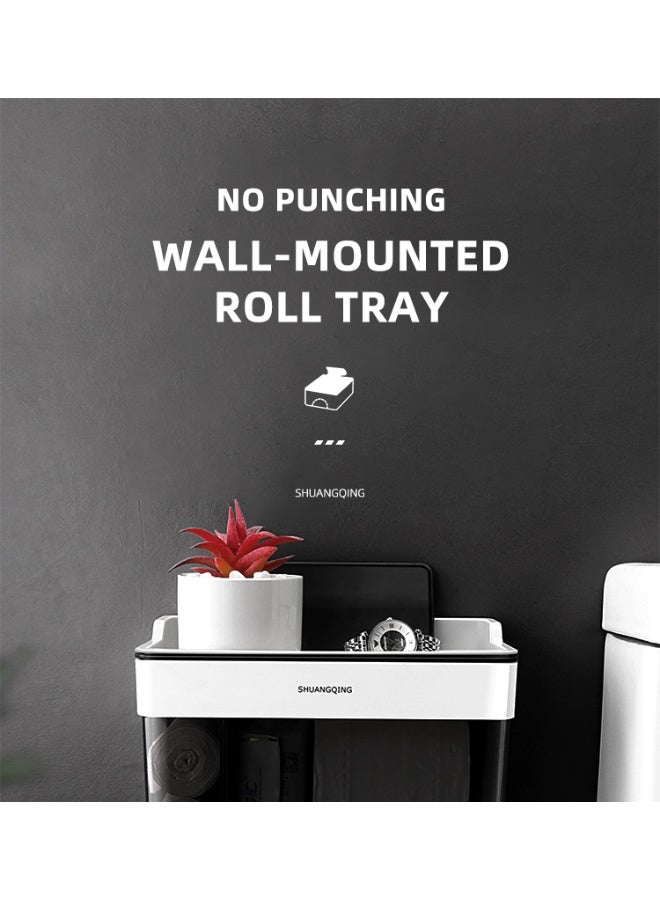 Square Wall Mounted Toilet Paper Holder with Storage Box – No-Drill, Adjustable, Eco-Friendly Plastic Bathroom Tissue Dispenser - Image 4