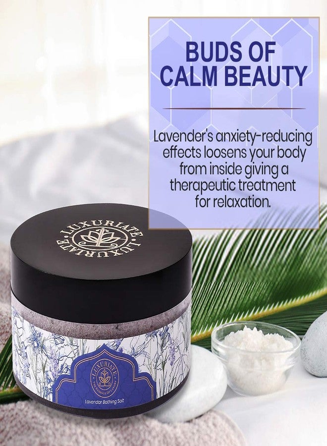 LUXURIATE Lavender Bathing Salt Enriched With Essential Oil and Lavender Buds, For Bath,Foot, Aching Muscles & Refreshing Body Preservatives Free,150 gm | Bath Salt - Image 2