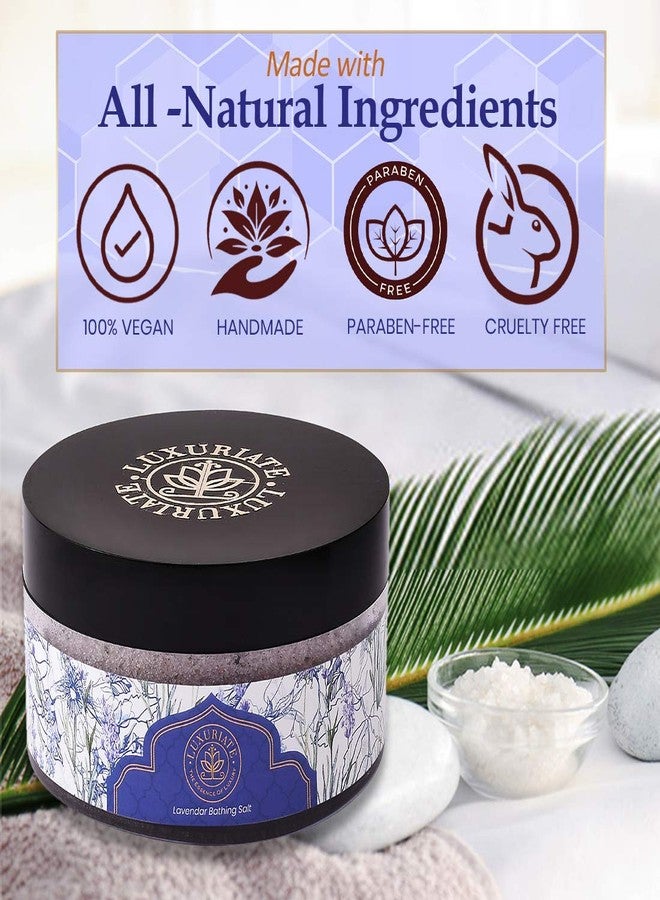LUXURIATE Lavender Bathing Salt Enriched With Essential Oil and Lavender Buds, For Bath,Foot, Aching Muscles & Refreshing Body Preservatives Free,150 gm | Bath Salt - Image 4