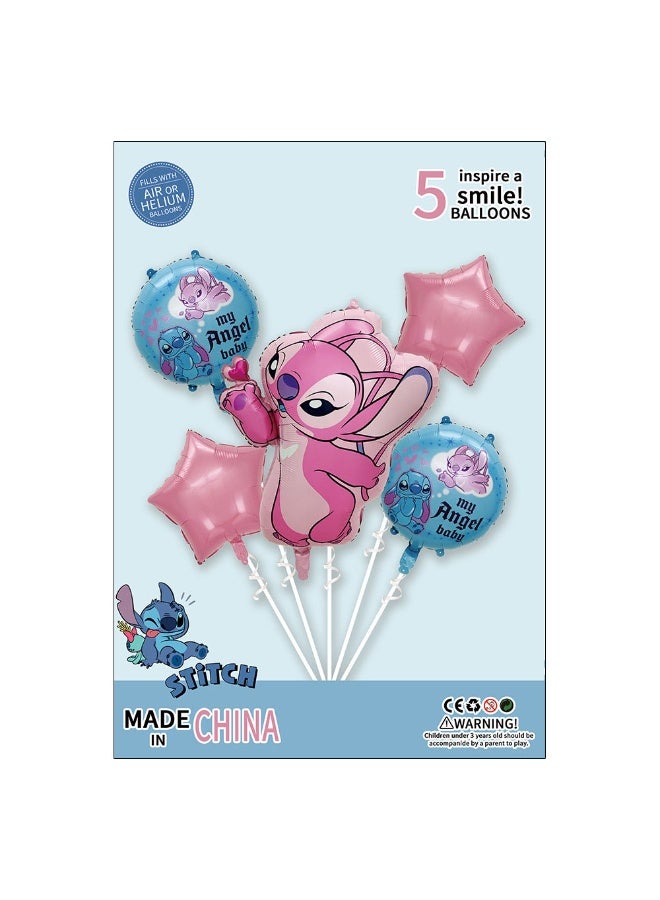 STITCH 5-piece Stitch shaped aluminum film balloon decoration set