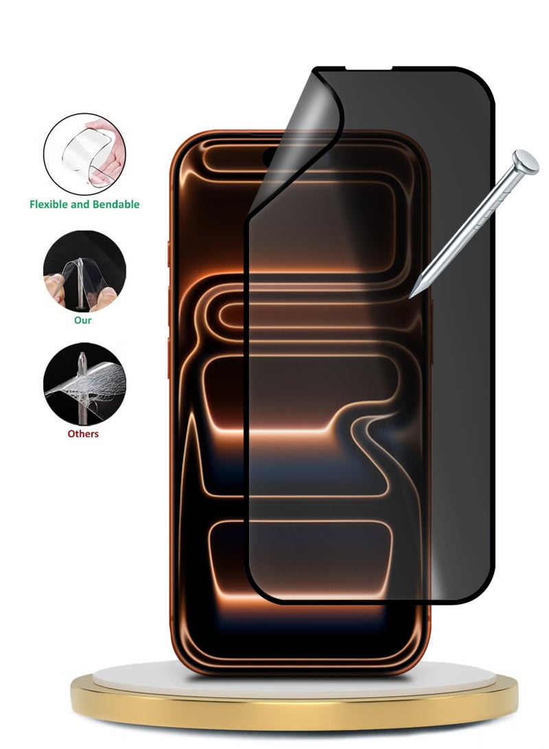 Apple iPhone 17 Pro  Premium Nano Ceramic Privacy Full Glue Full Cover Clear Flexible Screen Protector For Apple iPhone 17 Pro - Privacy - Image 4