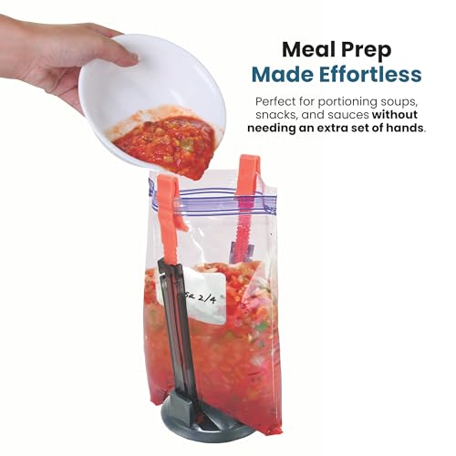 Jokari Suction Cup Fortified Baggy Rack 6 Pack For More Stability When Filling Plastic Freezer Storage Zip Lock Bags. Sturdy Clips Hold Containers Open to Pour Leftovers and Meal Prep Ingredients. - Image 5