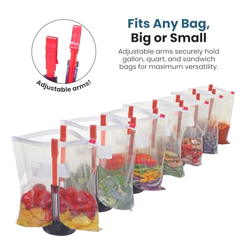 Jokari Suction Cup Fortified Baggy Rack 6 Pack For More Stability When Filling Plastic Freezer Storage Zip Lock Bags. Sturdy Clips Hold Containers Open to Pour Leftovers and Meal Prep Ingredients. - Image 3