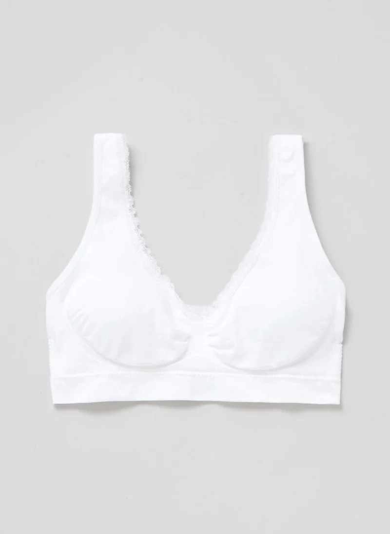Matalan White Padded Lace Trim Crop Top