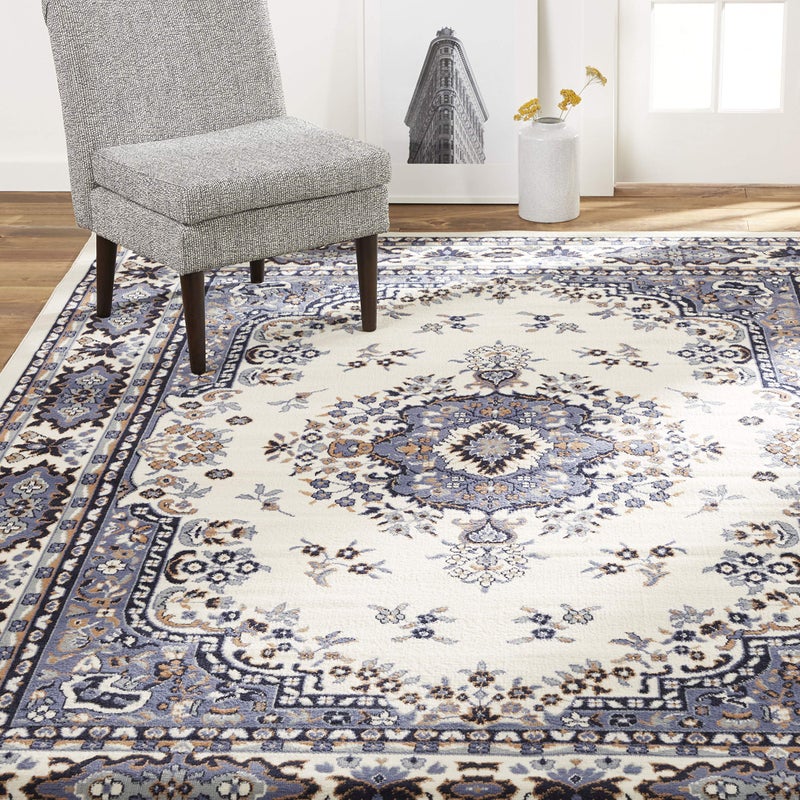 Home Dynamix Premium Sakarya Traditional Medallion Border Area Rug Porcelain 78x107 Rectangle