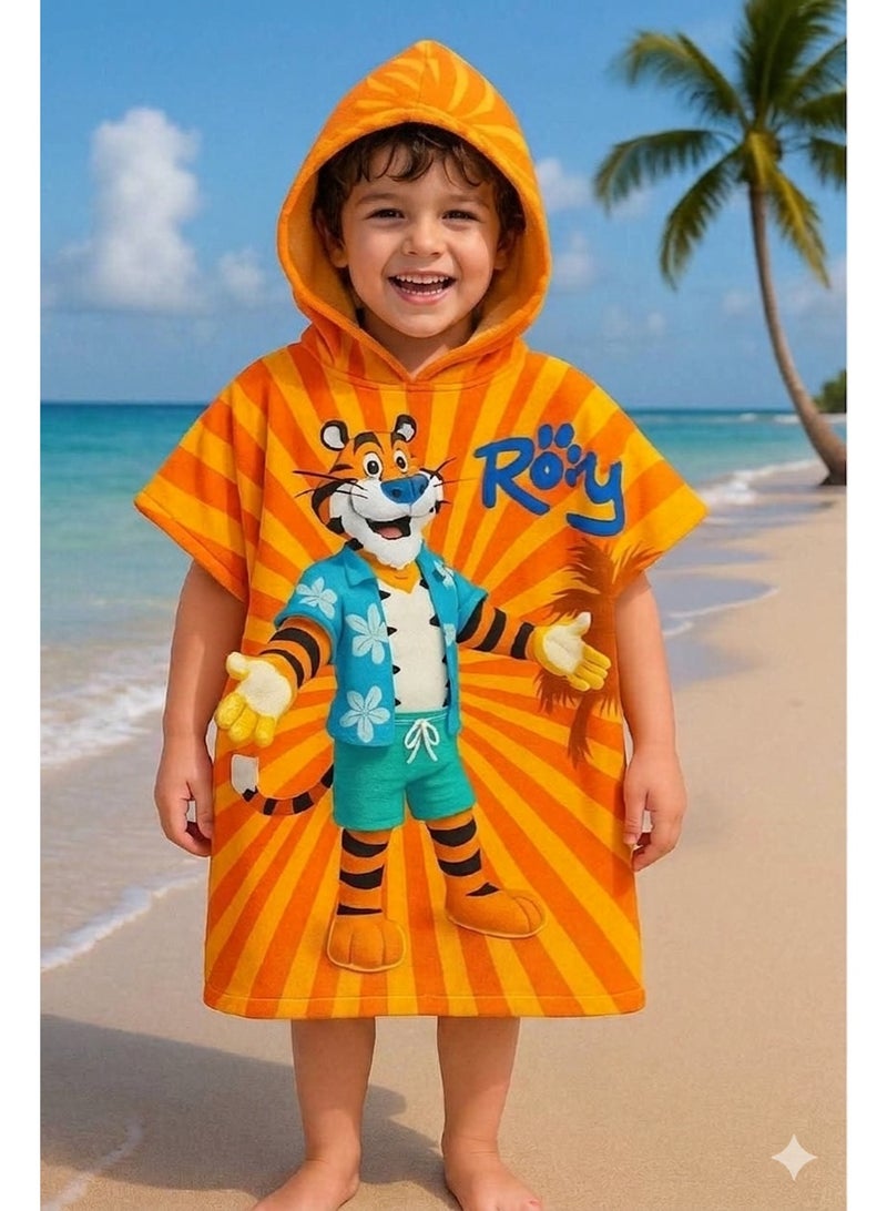 kids hooded poncho tiger for boys