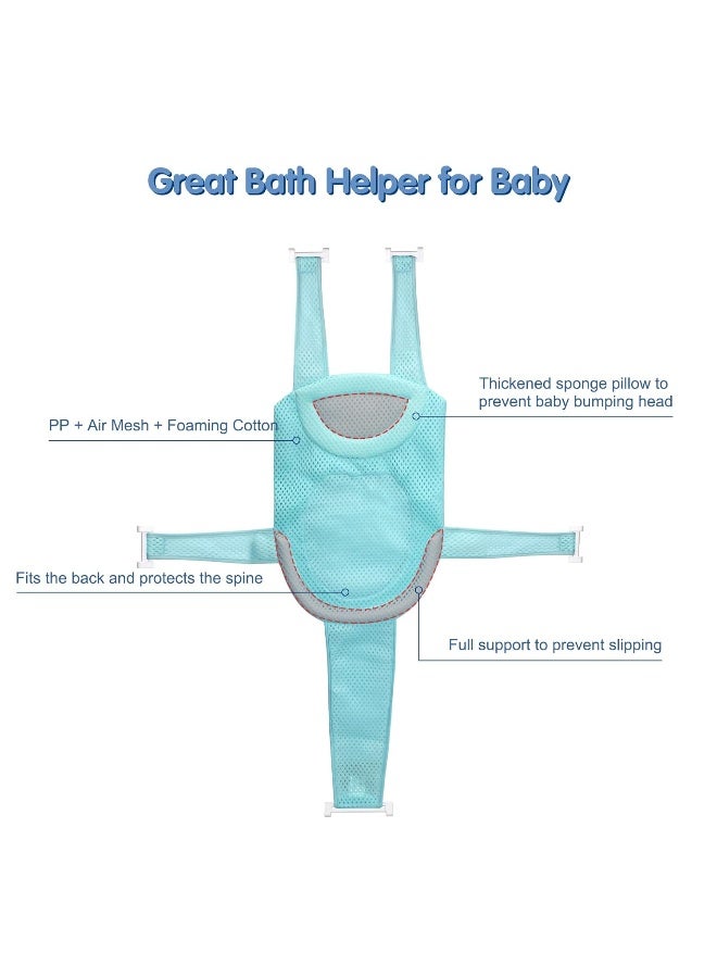 Colorlife Baby Bath Seat Support Net Infant Bathing Seat Support Mat, Adjustable Comfortable Non-Slip Five-Pointed Baby Shower Net Bathtub Sit Up Mesh for Newborn 0-6 Months-Mint Green(No Bathtub) - Image 4