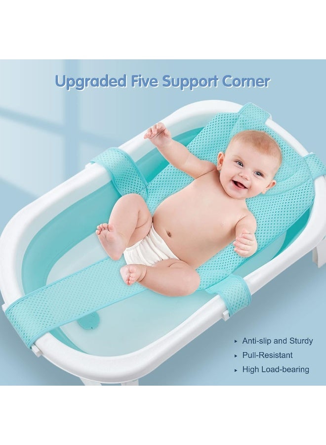 Colorlife Baby Bath Seat Support Net Infant Bathing Seat Support Mat, Adjustable Comfortable Non-Slip Five-Pointed Baby Shower Net Bathtub Sit Up Mesh for Newborn 0-6 Months-Mint Green(No Bathtub) - Image 2