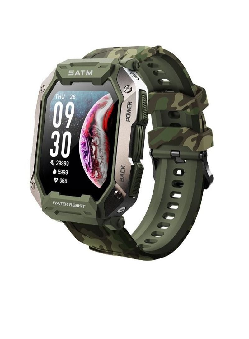 NIBEMINENT Fitness Tracker Watch Compatible with IOS & Android Camouflage Green - Image 1