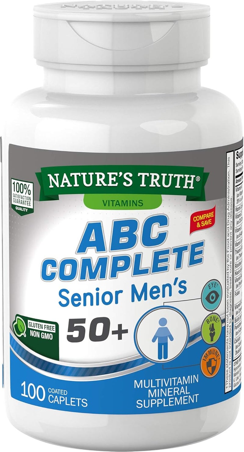 natures truth فيتامينات متعددة للرجال كبار السن 50+ - 100 قرص مغلف - Image 1
