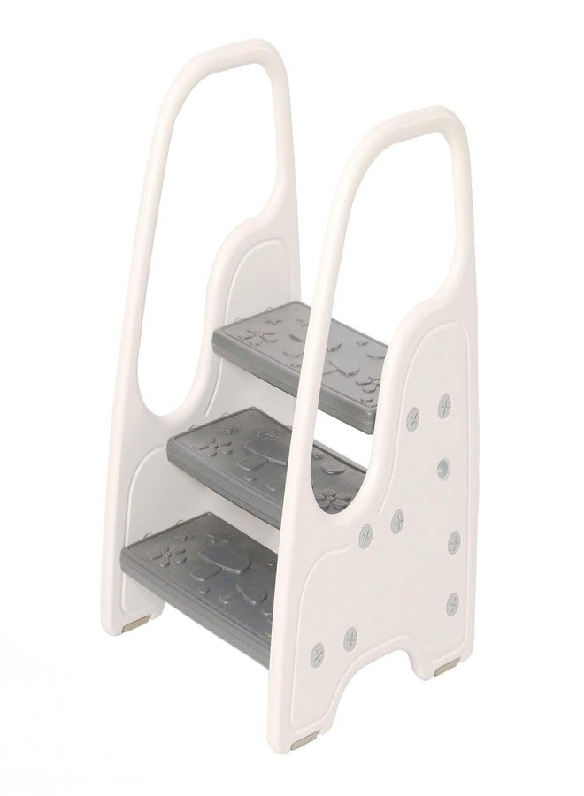 Wiifo Toddler Step Stool for Bathroom Sink,Adjustable 3 Step Stool for Kids,Kitchen Standing Tower,Children Learning Helper Stool with Safety Handles and Non-Slip Pads,Grey - Image 1