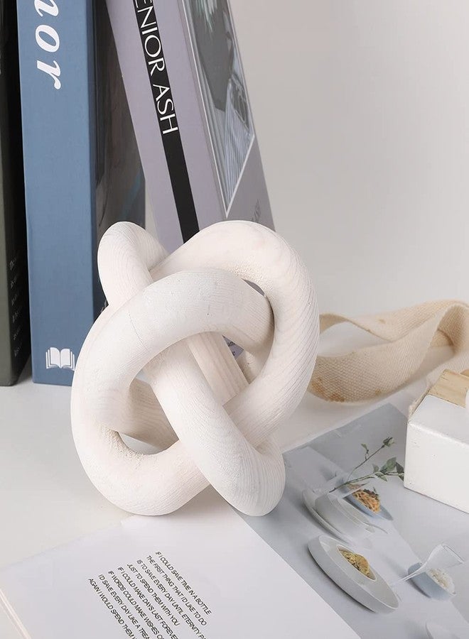 Jlong Wood Knot Decor, 3-Link Wood Chain Link Coffee Table Decor, Small Shelf Decor Accents, Hand Carved Modern Farmhouse Boho Wooden Knot Decorative Chain Wood Decor for Living Room Bedroom Office - Image 1
