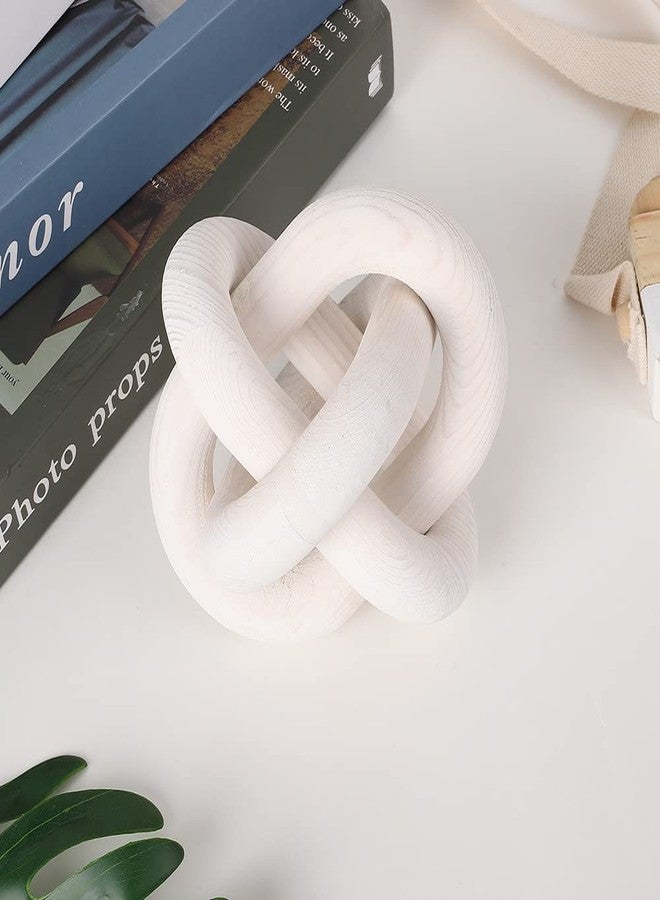 Jlong Wood Knot Decor, 3-Link Wood Chain Link Coffee Table Decor, Small Shelf Decor Accents, Hand Carved Modern Farmhouse Boho Wooden Knot Decorative Chain Wood Decor for Living Room Bedroom Office - Image 4