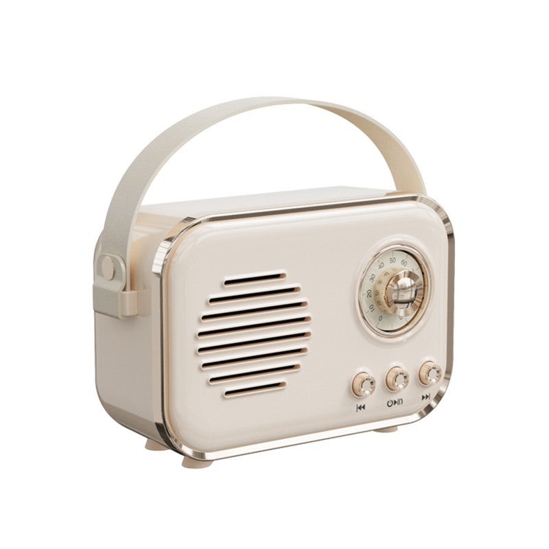 Portable Bluetooth Speaker: Beige Retro Design, Bluetooth 5.0, Vibrating Bass, FM Radio - 1500mAh Rechargeable Battery, Multi-Play Modes for Outdoor Camping, Picnics, Family Gatherings - Image 1